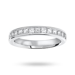 06507020 - 18ct White Gold 1.00cttw Princess Cut Diamond Channel Set Half Eternity Ring
