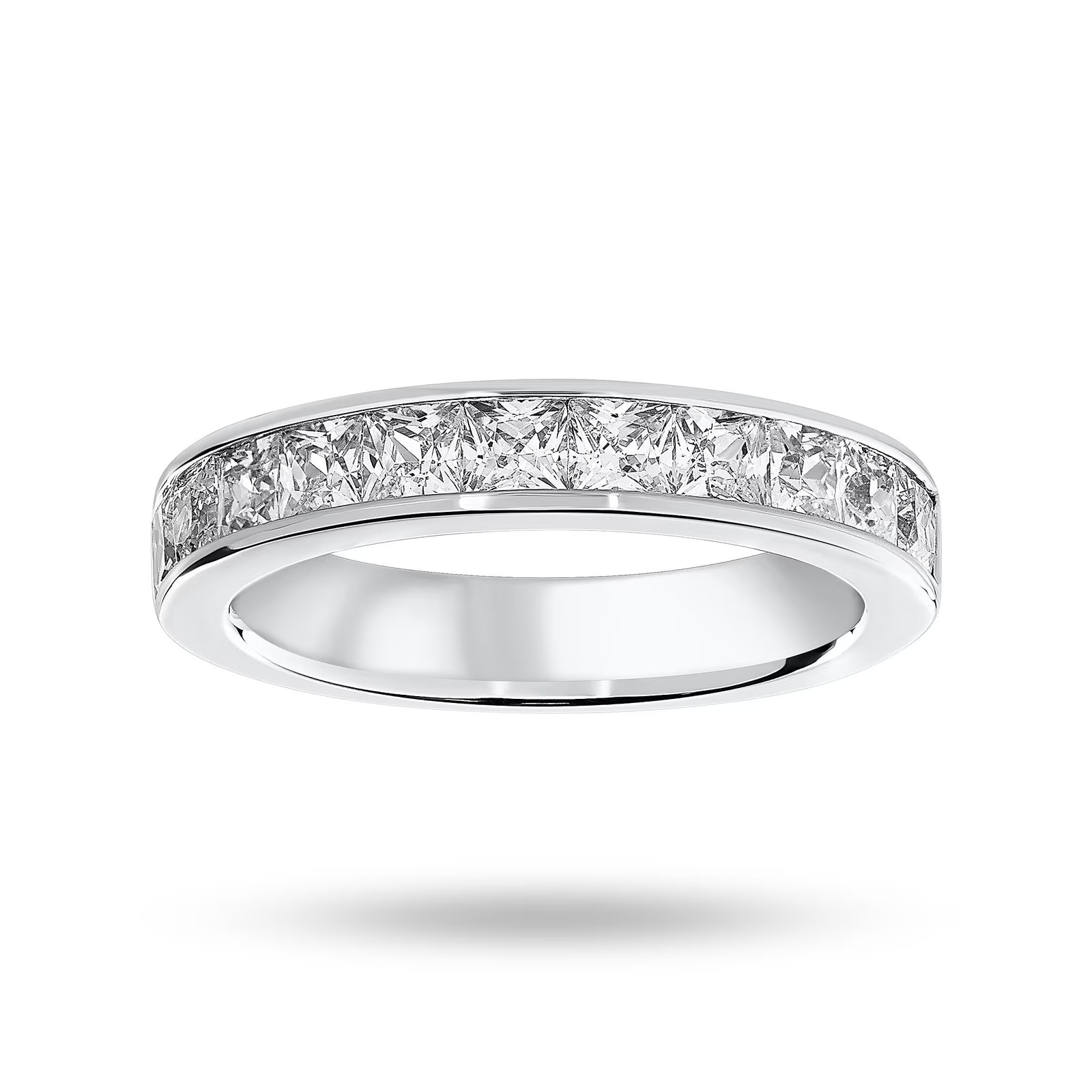 Platinum 1.50cttw Princess Cut Diamond Channel Set Half Eternity Ring - Ring Size K