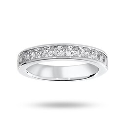 06507022 - Platinum 1.50cttw Princess Cut Diamond Channel Set Half Eternity Ring