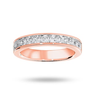 Mappin & Webb 18ct Rose Gold 1.50cttw Princess Cut Diamond Channel Set Half Eternity Ring