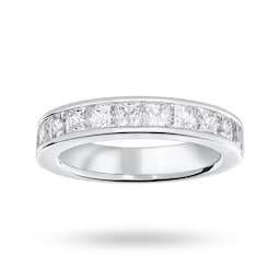 06507027 - Platinum 2.00cttw Princess Cut Diamond Channel Set Half Eternity Ring