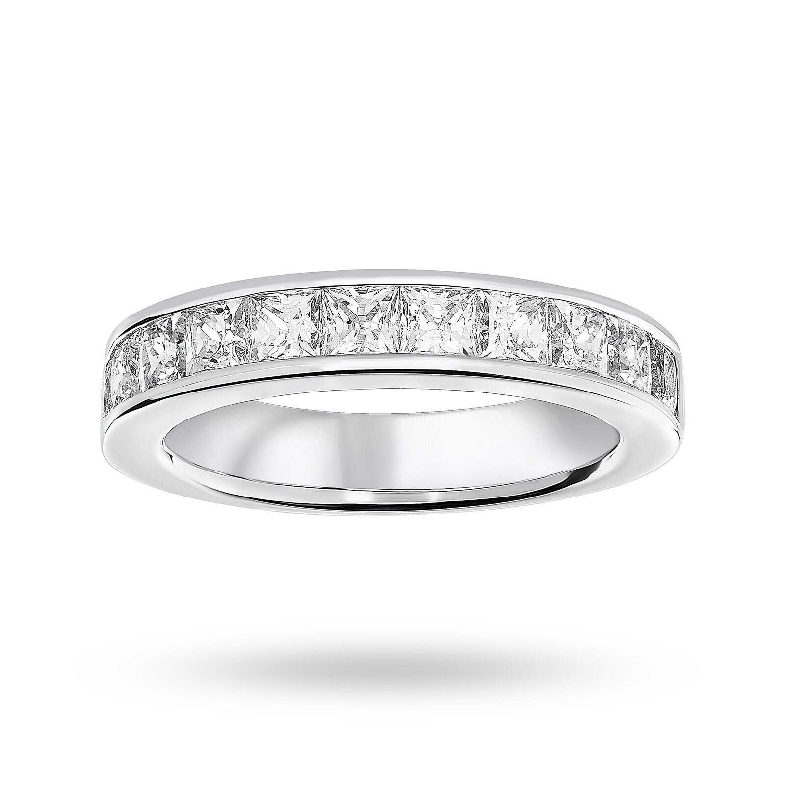 18ct White Gold 2.00cttw Princess Cut Diamond Channel Set Half Eternity Ring - Ring Size V