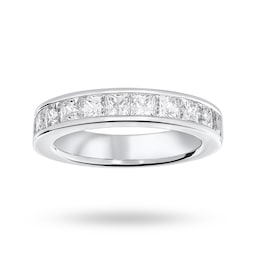 06507029 - 18ct White Gold 2.00cttw Princess Cut Diamond Channel Set Half Eternity Ring