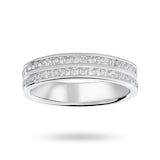 Mappin & Webb Platinum 0.75cttw Princess Cut Diamond 2 Row Channel Half Eternity Ring - Ring Size V