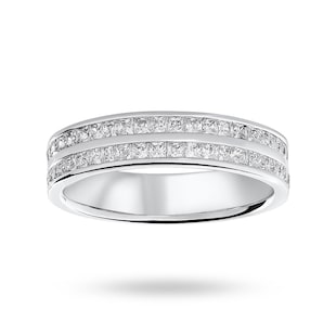 Mappin & Webb 18ct White Gold 0.75cttw Princess Cut Diamond 2 Row Channel Half Eternity Ring