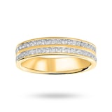 Mappin & Webb 18ct Yellow Gold 0.75cttw Princess Cut Diamond 2 Row Channel Half Eternity Ring