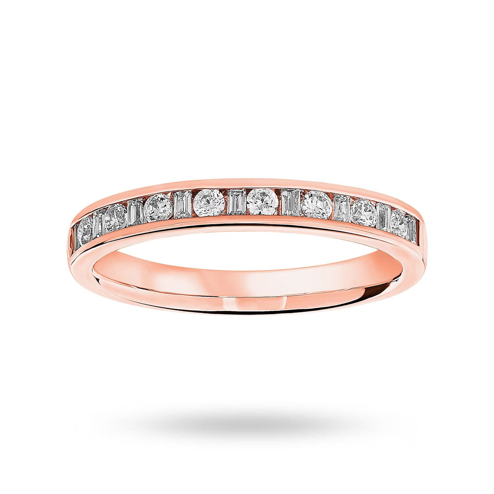 18ct Rose Gold 0.25cttw Dot Dash Diamond Channel Half Eternity Ring - Ring Size L