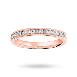 Mappin & Webb 18ct Rose Gold 0.25cttw Dot Dash Diamond Channel Half Eternity Ring