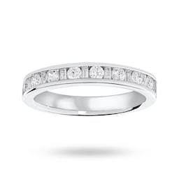 06507044 - Platinum 0.50cttw Dot Dash Diamond Channel Half Eternity Ring