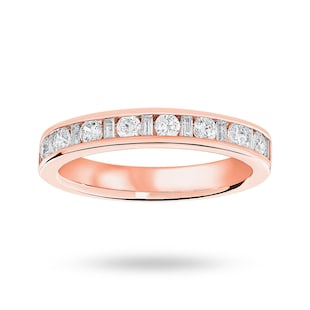 Mappin & Webb 18ct Rose Gold 0.50cttw Dot Dash Diamond Channel Half Eternity Ring