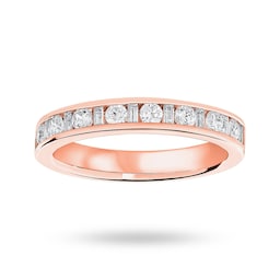 06507045 - 18ct Rose Gold 0.50cttw Dot Dash Diamond Channel Half Eternity Ring