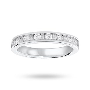Mappin & Webb 18ct White Gold 0.50cttw Dot Dash Diamond Channel Half Eternity Ring