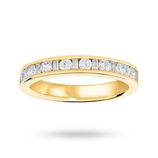 Mappin & Webb 18ct Yellow Gold 0.50cttw Dot Dash Diamond Channel Half Eternity Ring
