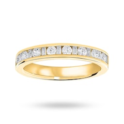 06507047 - 18ct Yellow Gold 0.50cttw Dot Dash Diamond Channel Half Eternity Ring