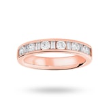 Mappin & Webb 18ct Rose Gold 0.75cttw Dot Dash Diamond Channel Half Eternity Ring - Ring Size R