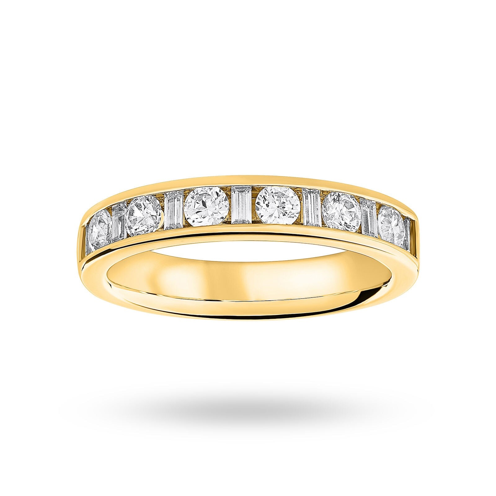 Mappin & Webb 18ct Yellow Gold 0.75cttw Dot Dash Diamond Channel Half Eternity Ring