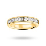 Mappin & Webb 18ct Yellow Gold 0.75cttw Dot Dash Diamond Channel Half Eternity Ring - Ring Size I