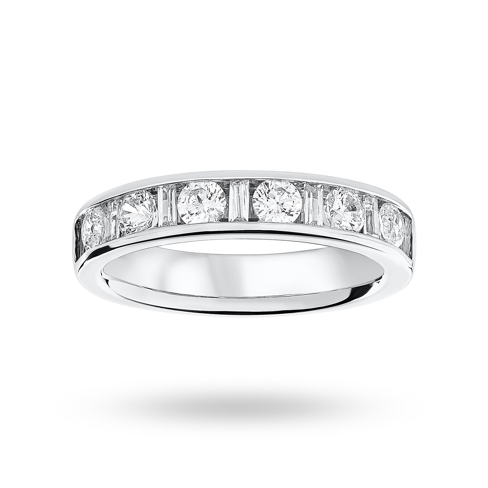 Platinum 1.00cttw Dot Dash Diamond Channel Half Eternity Ring - Ring Size I