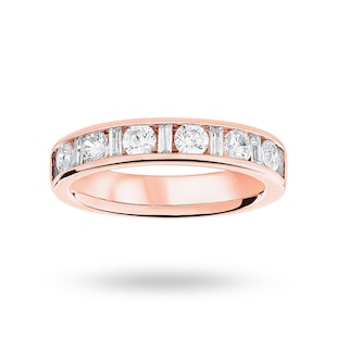 Mappin & Webb 18ct Rose Gold 1.00cttw Dot Dash Diamond Channel Half Eternity Ring