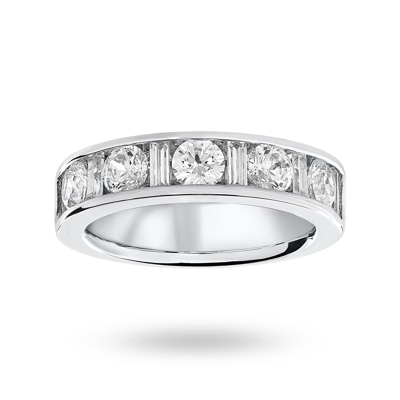 Platinum 1.45cttw Dot Dash Diamond Channel Half Eternity Ring - Ring Size W