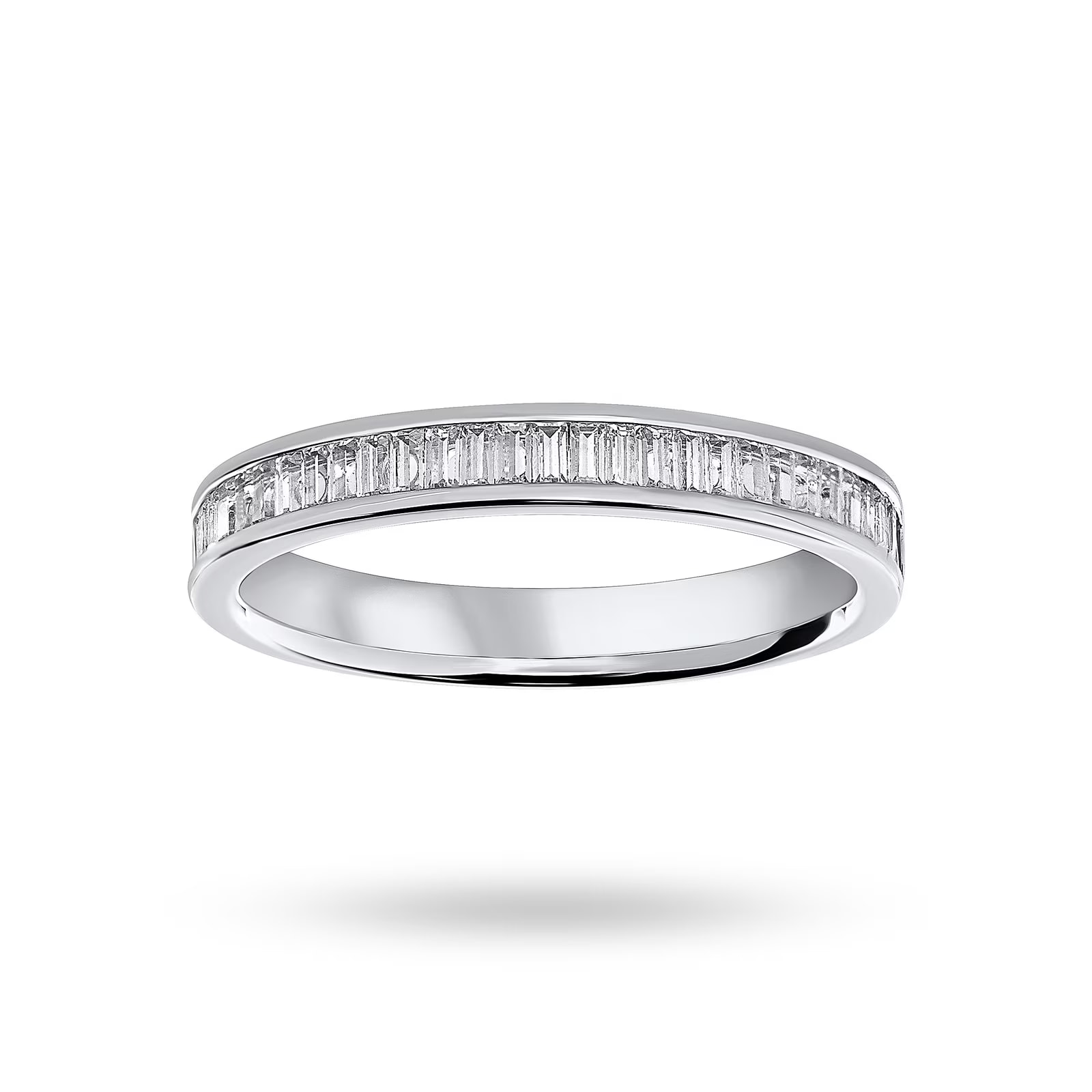 Platinum 0.33cttw Baguette Cut Diamond Channel Half Eternity Ring - Ring Size V