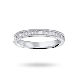 06507061 - Platinum 0.33cttw Baguette Cut Diamond Channel Half Eternity Ring