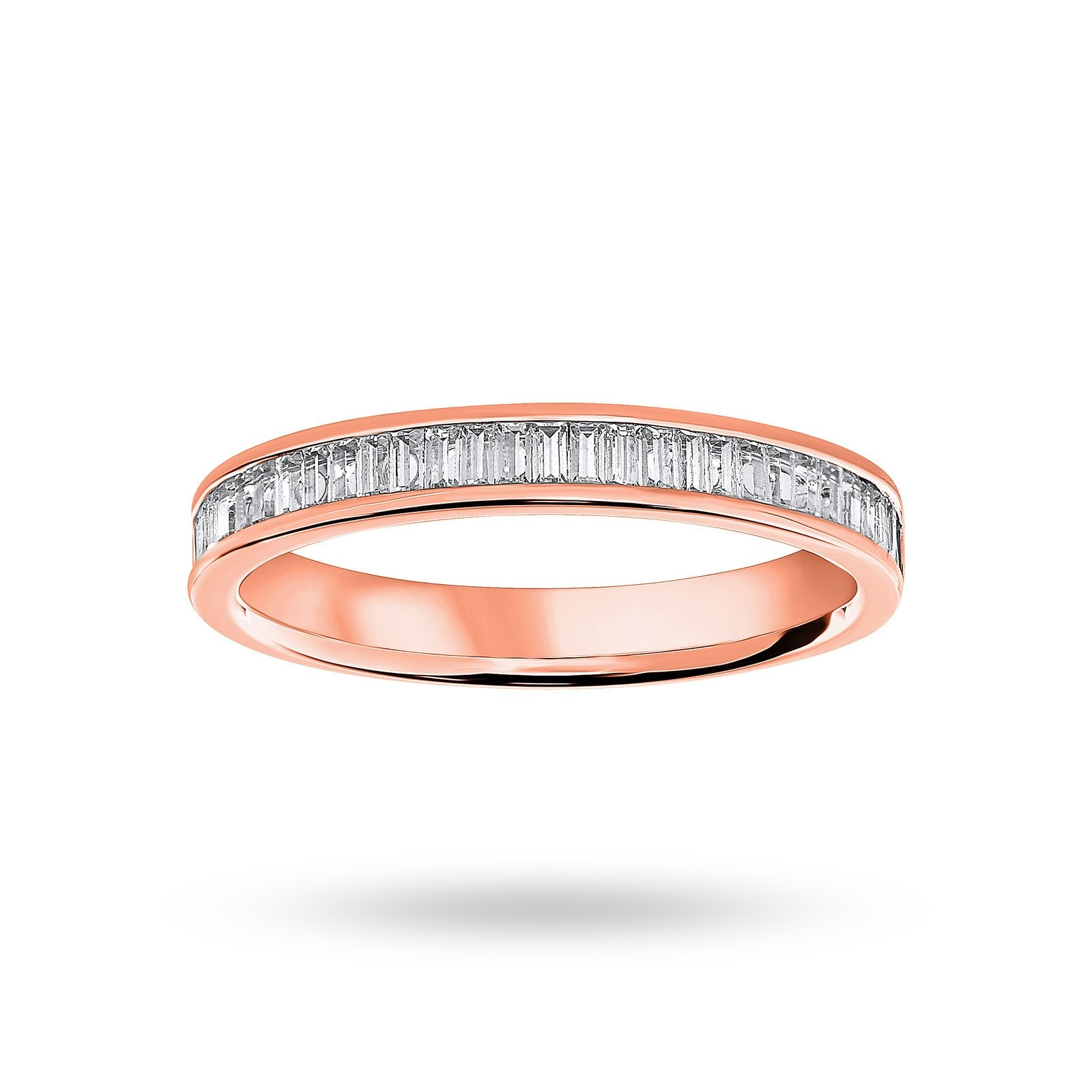 18ct Rose Gold 0.33cttw Baguette Cut Diamond Channel Half Eternity Ring - Ring Size Z