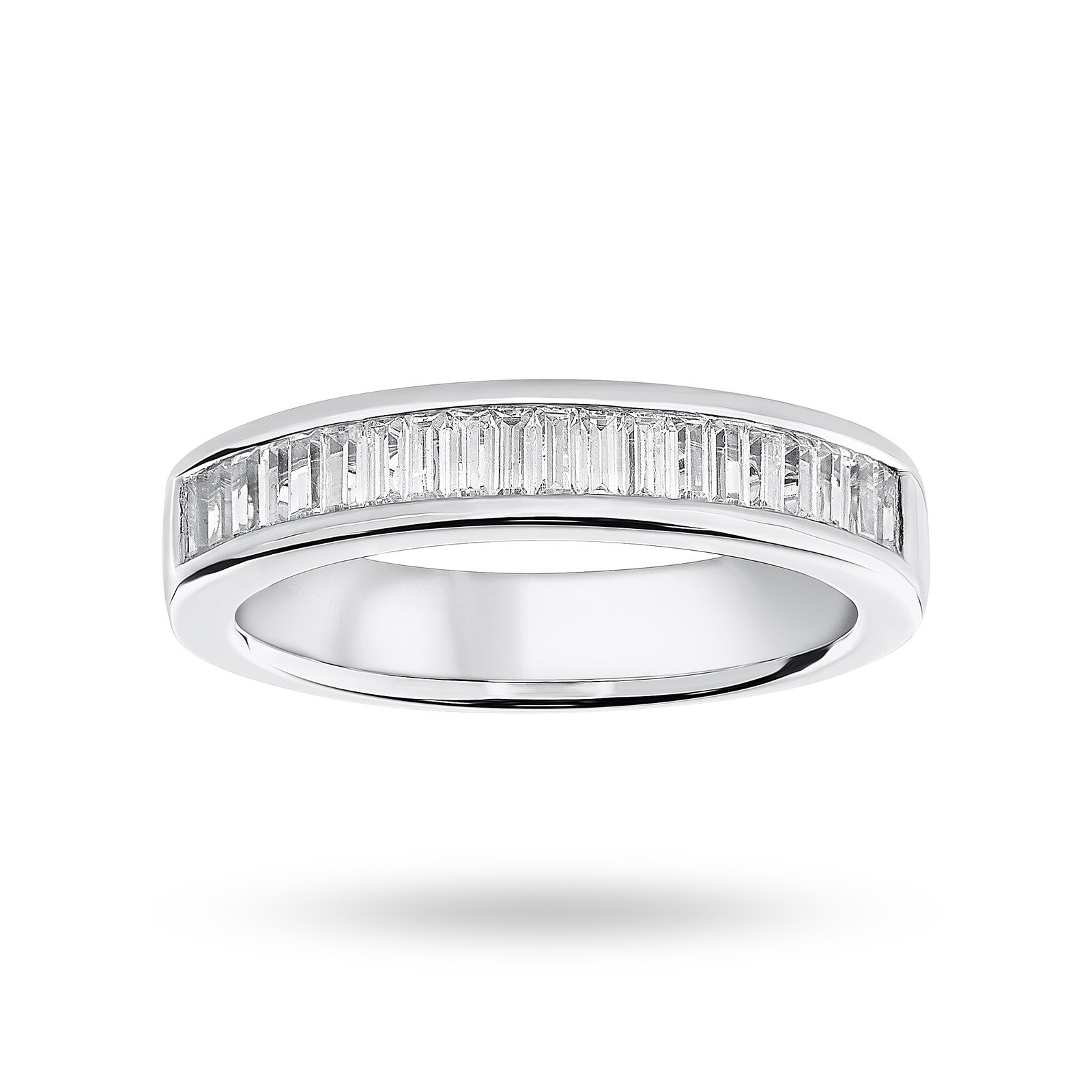 Platinum 0.75cttw Baguette Cut Diamond Channel Half Eternity Ring - Ring Size F