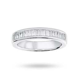 06507066 - Platinum 0.75cttw Baguette Cut Diamond Channel Half Eternity Ring