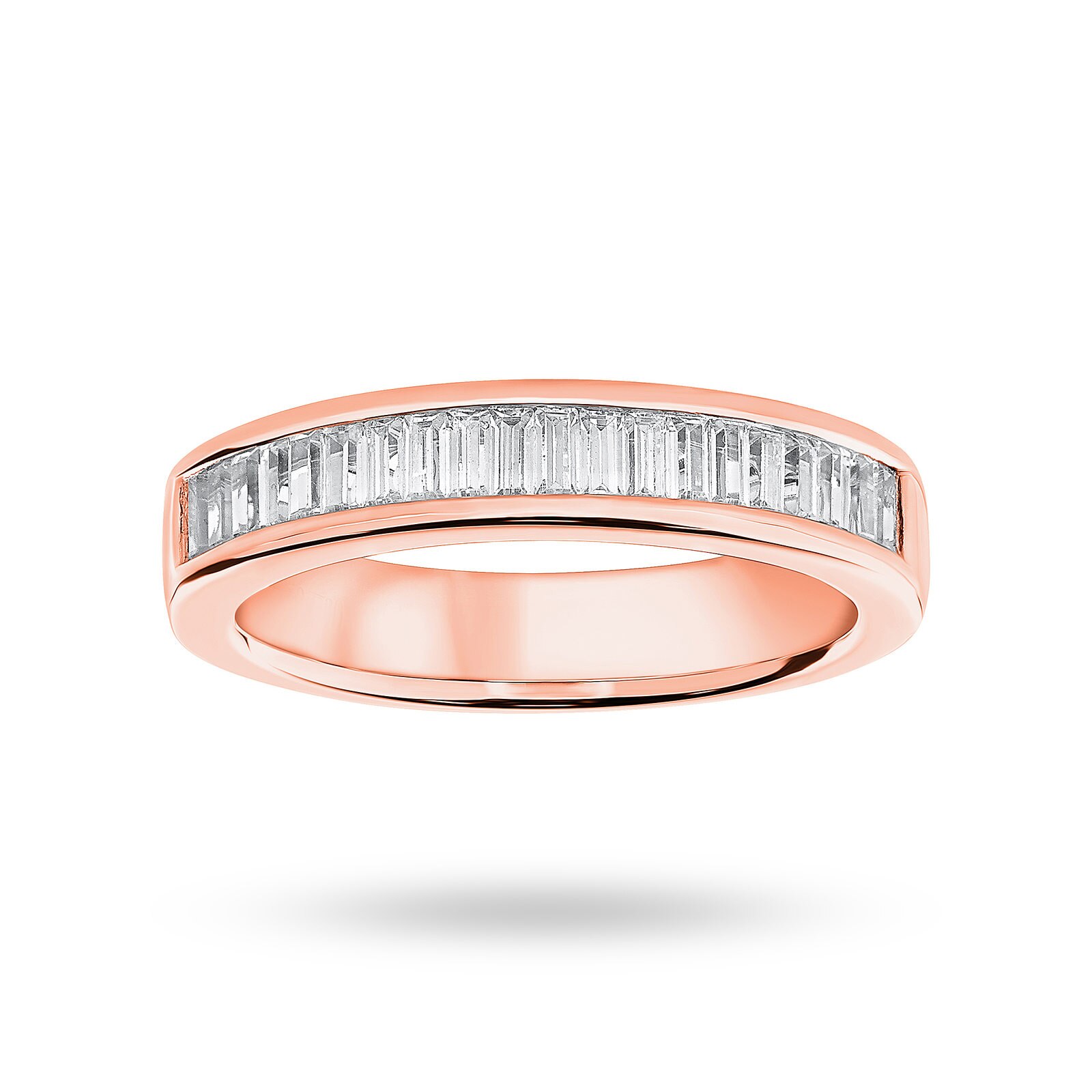 18ct Rose Gold 0.75cttw Baguette Cut Diamond Channel Half Eternity Ring - Ring Size P