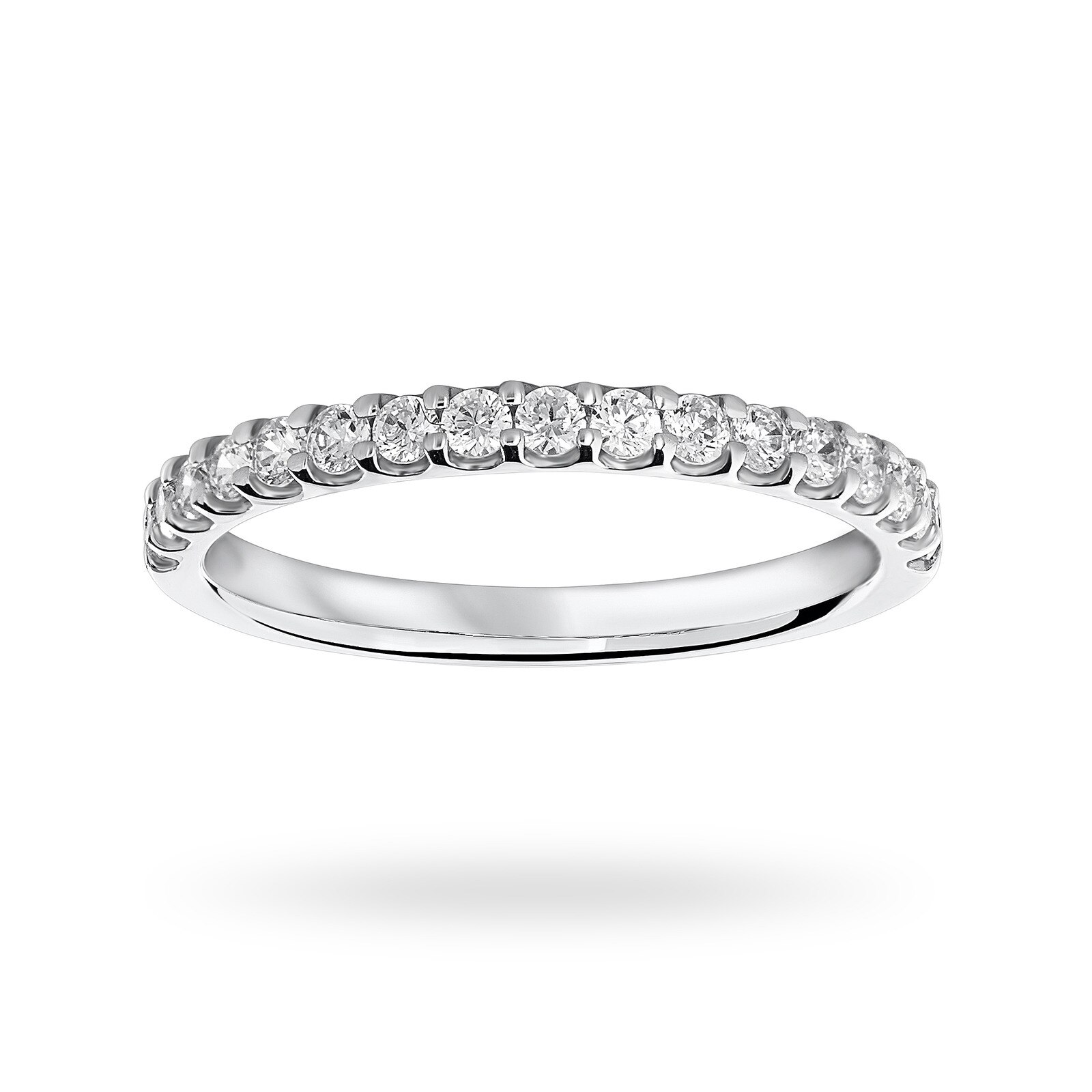 Platinum 0.33cttw Round Brilliant Cut Diamond Claw Set Half Eternity Ring - Ring Size H
