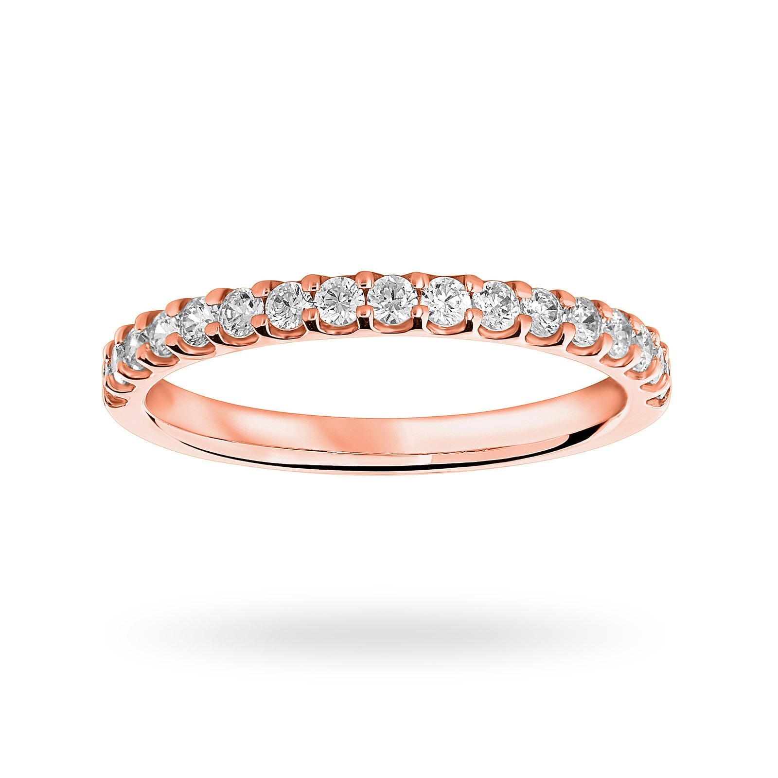 18ct Rose Gold 0.33cttw Round Brilliant Cut Diamond Claw Set Half Eternity Ring - Ring Size H