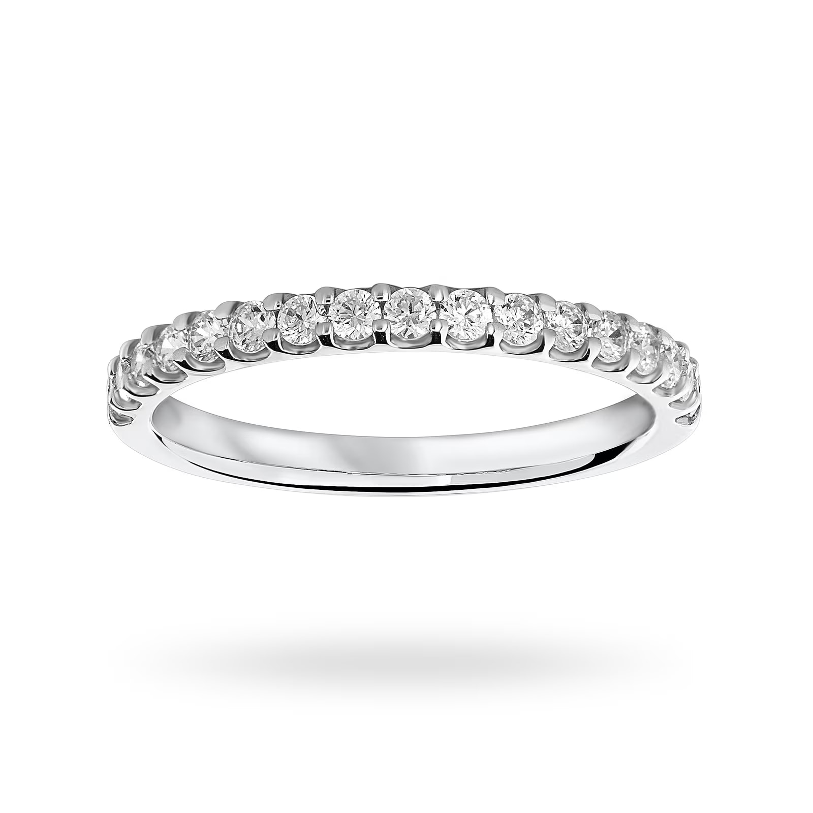 18ct White Gold 0.33cttw Round Brilliant Cut Diamond Claw Set Half Eternity Ring - Ring Size Q