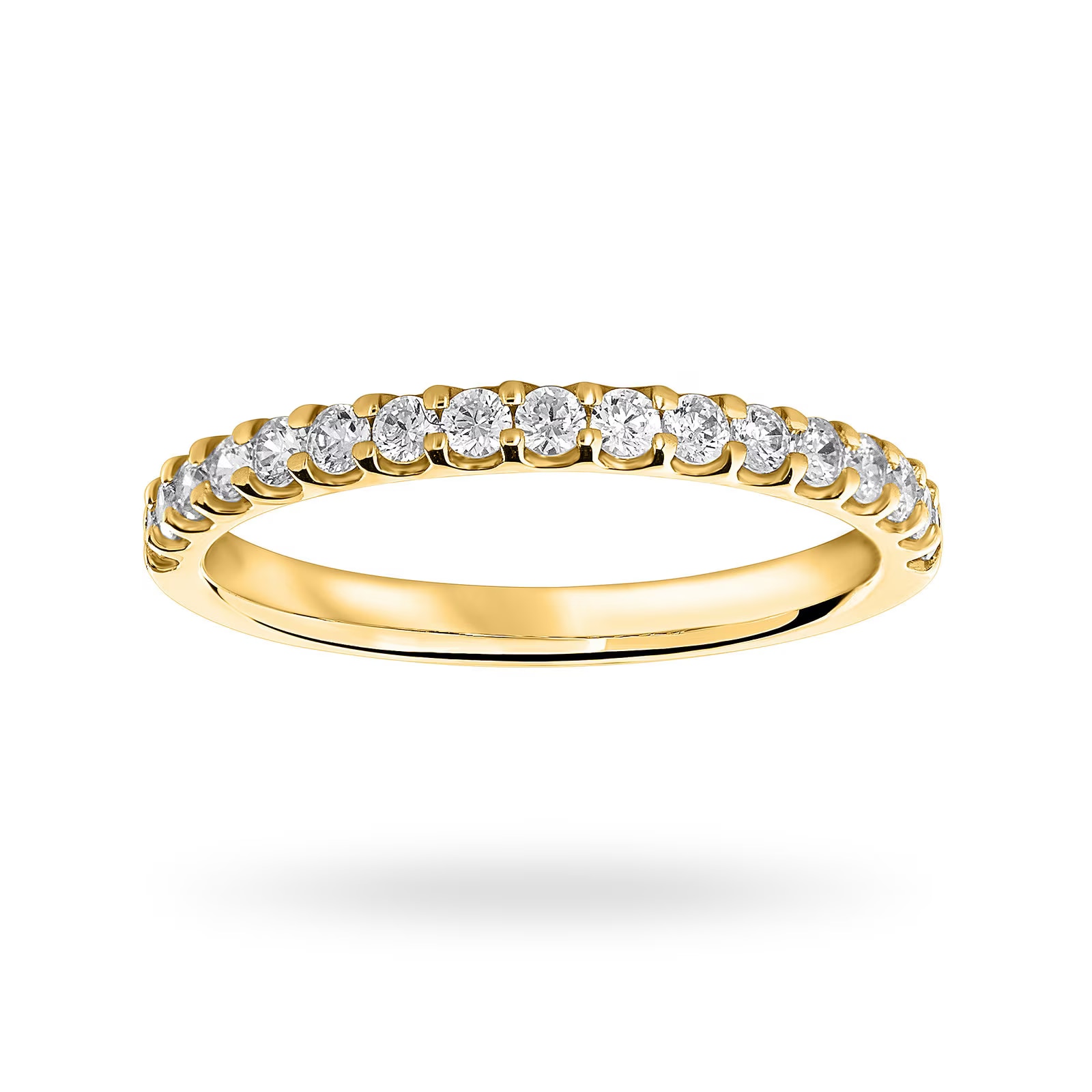 18ct Yellow Gold 0.33cttw Round Brilliant Cut Diamond Claw Set Half Eternity Ring - Ring Size F