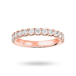 06507084 - 18ct Rose Gold 0.75cttw Round Brilliant Cut Diamond Claw Set Half Eternity Ring