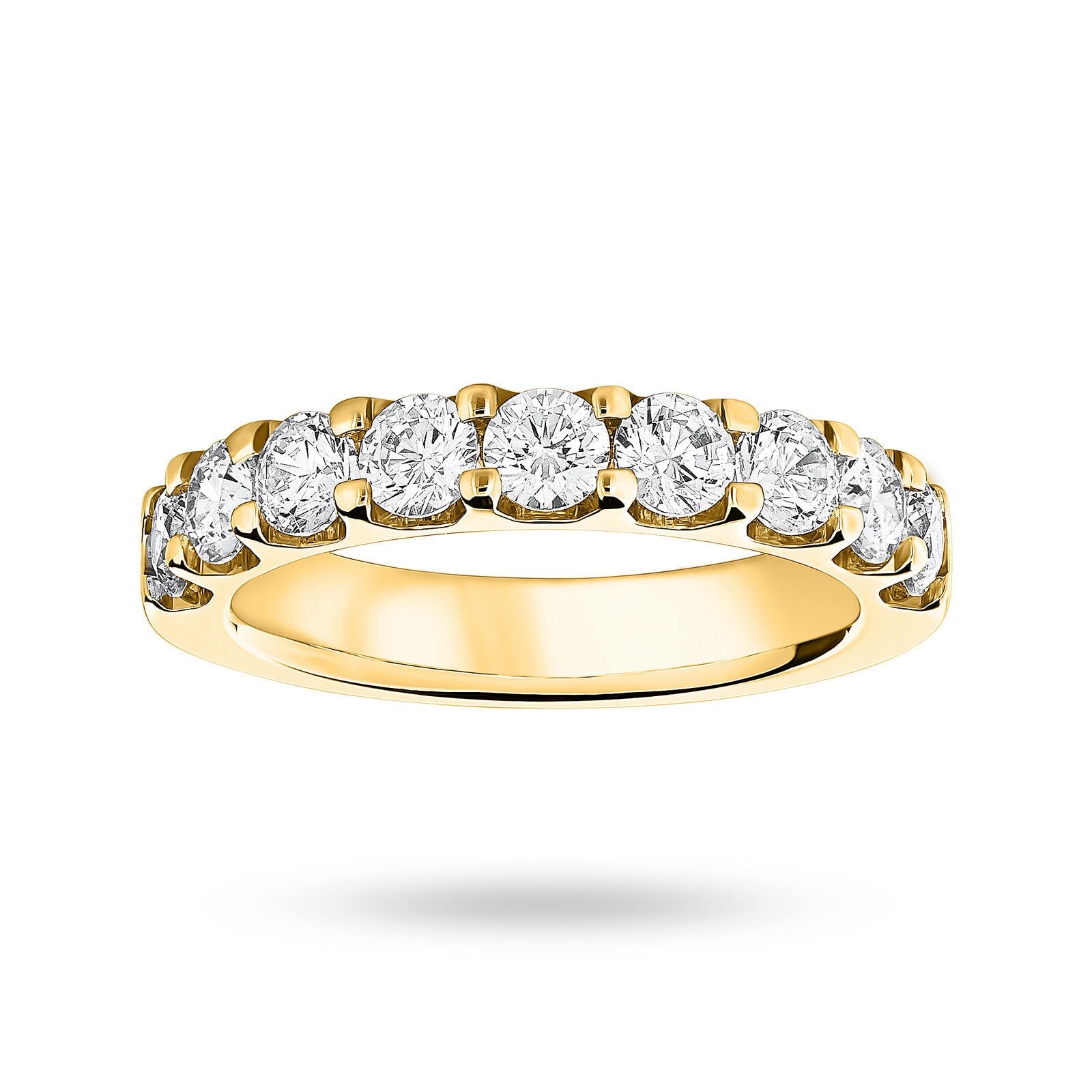 18ct Yellow Gold 1.45cttw Round Brilliant Cut Diamond Claw Set Half Eternity Ring - Ring Size Y