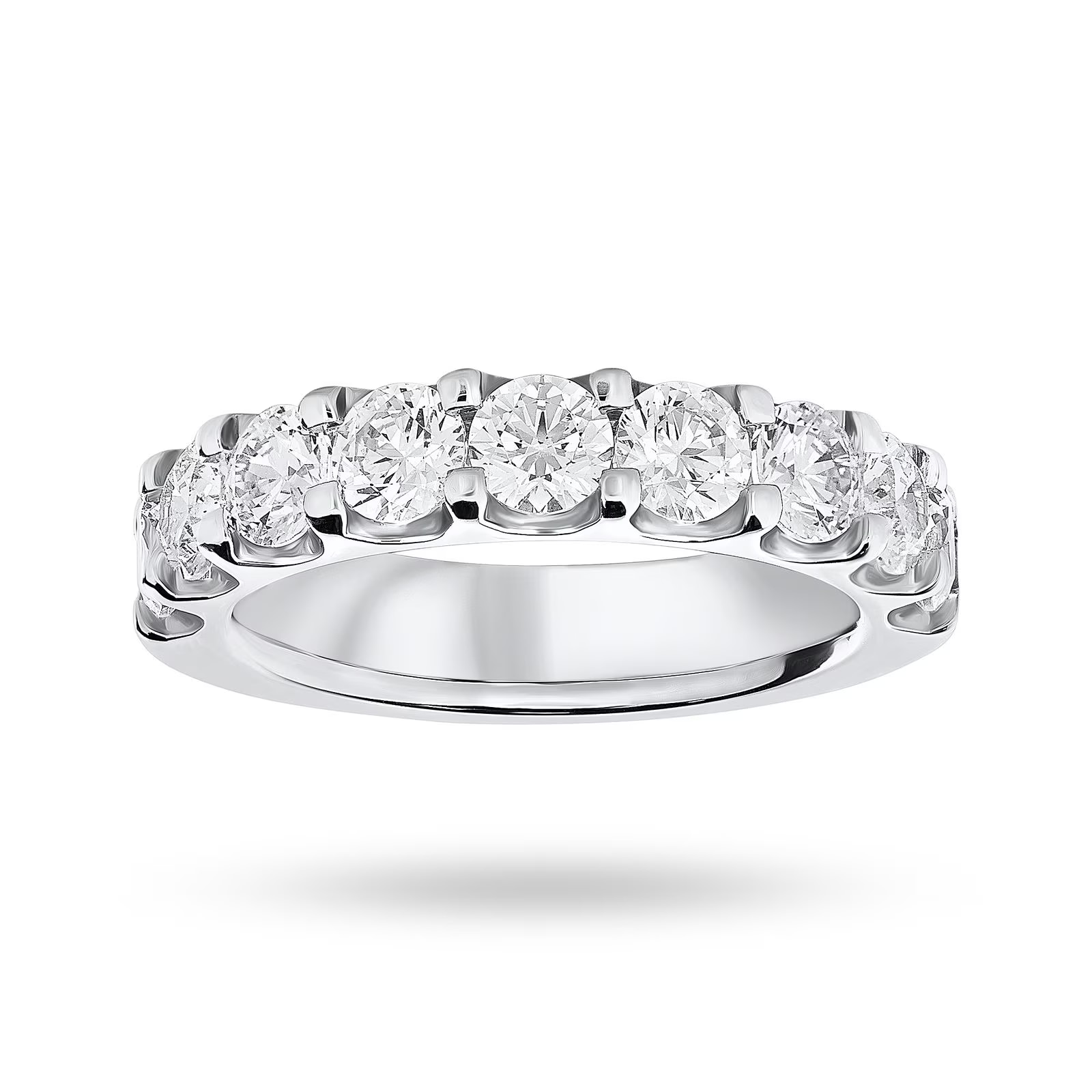 Platinum 2.10cttw Round Brilliant Cut Diamond Claw Set Half Eternity Ring - Ring Size W