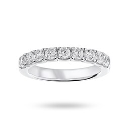 06507102 - Platinum 0.75cttw Round Brilliant Cut Diamond 4 Claw Set Half Eternity Ring