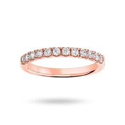 06507103 - 18ct Rose Gold 0.75cttw Round Brilliant Cut Diamond 4 Claw Set Half Eternity Ring