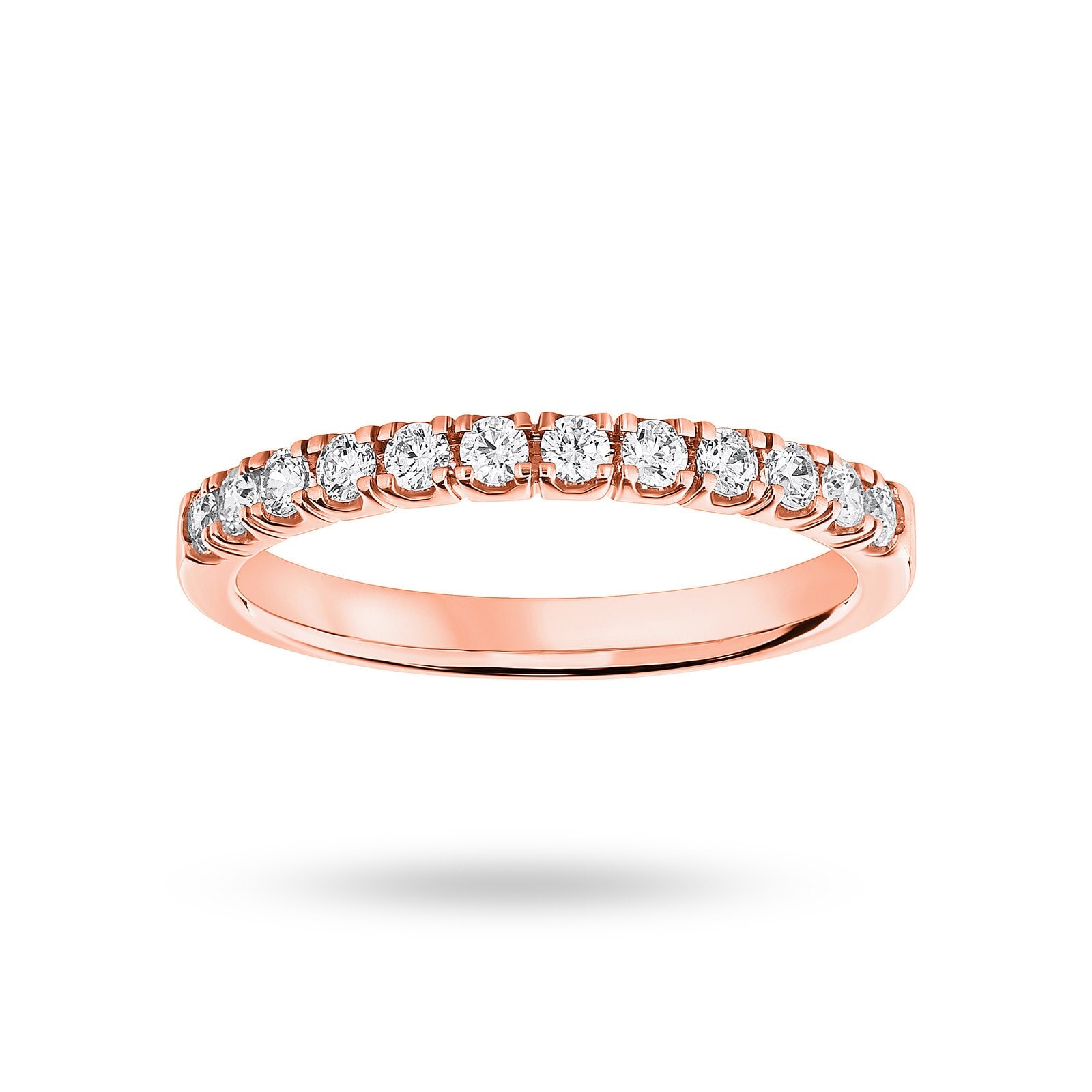 18ct Rose Gold 0.33cttw Round Brilliant Cut Diamond 4 Claw Set Half Eternity Ring - Ring Size F