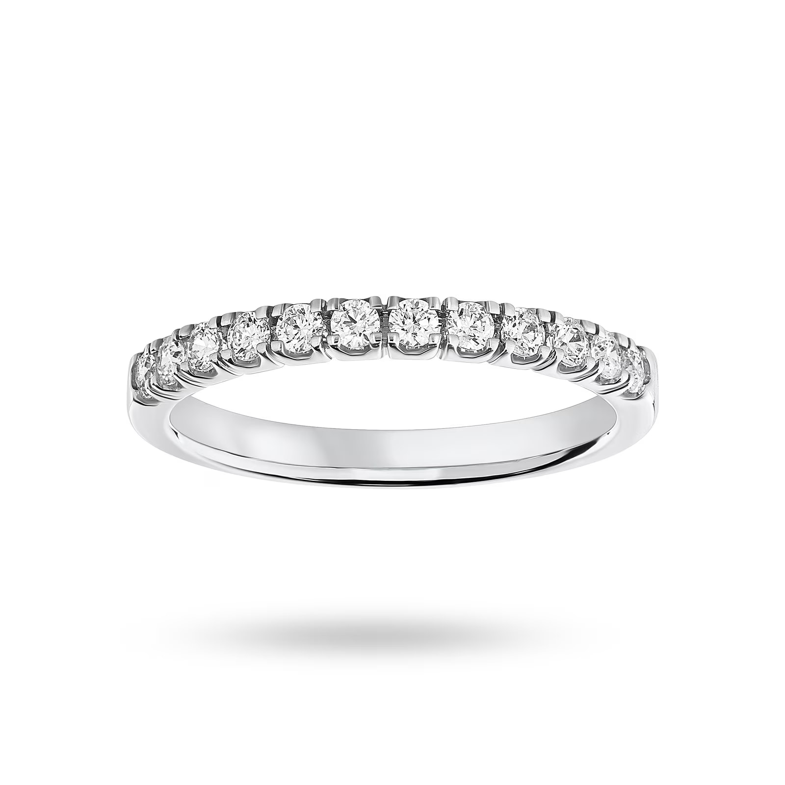 18ct White Gold 0.33cttw Round Brilliant Cut Diamond 4 Claw Set Half Eternity Ring - Ring Size X