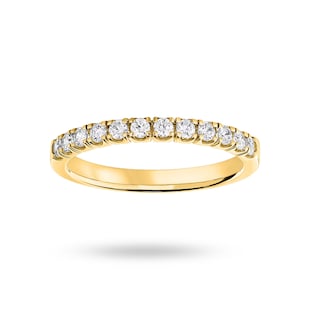 Mappin & Webb 18ct Yellow Gold 0.33cttw Round Brilliant Cut Diamond 4 Claw Set Half Eternity Ring