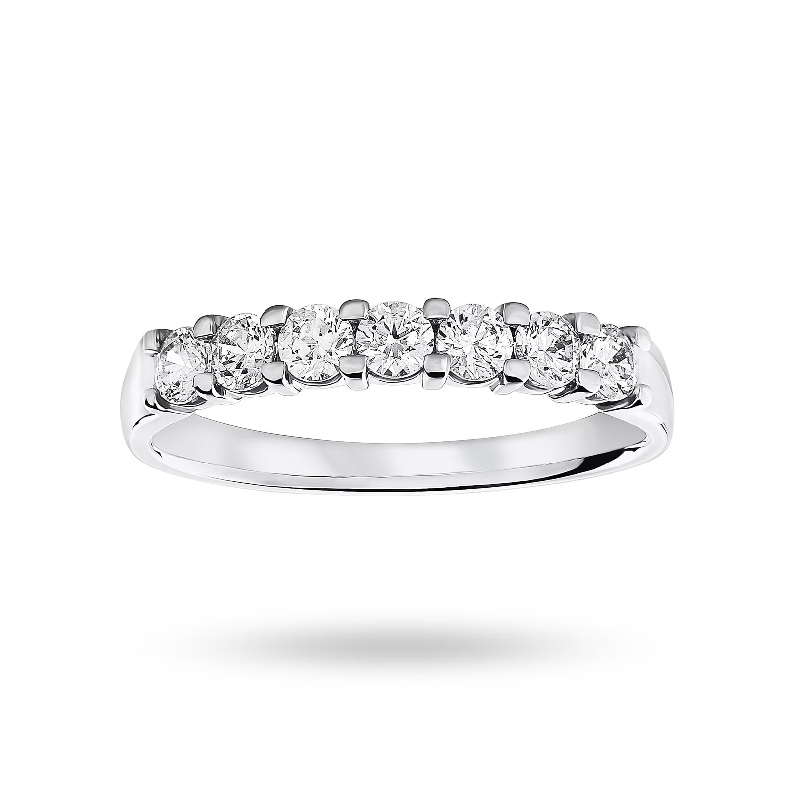 Platinum 0.50cttw Round Brilliant Cut Diamond 7 Stone Claw Set Half Eternity Ring - Ring Size H