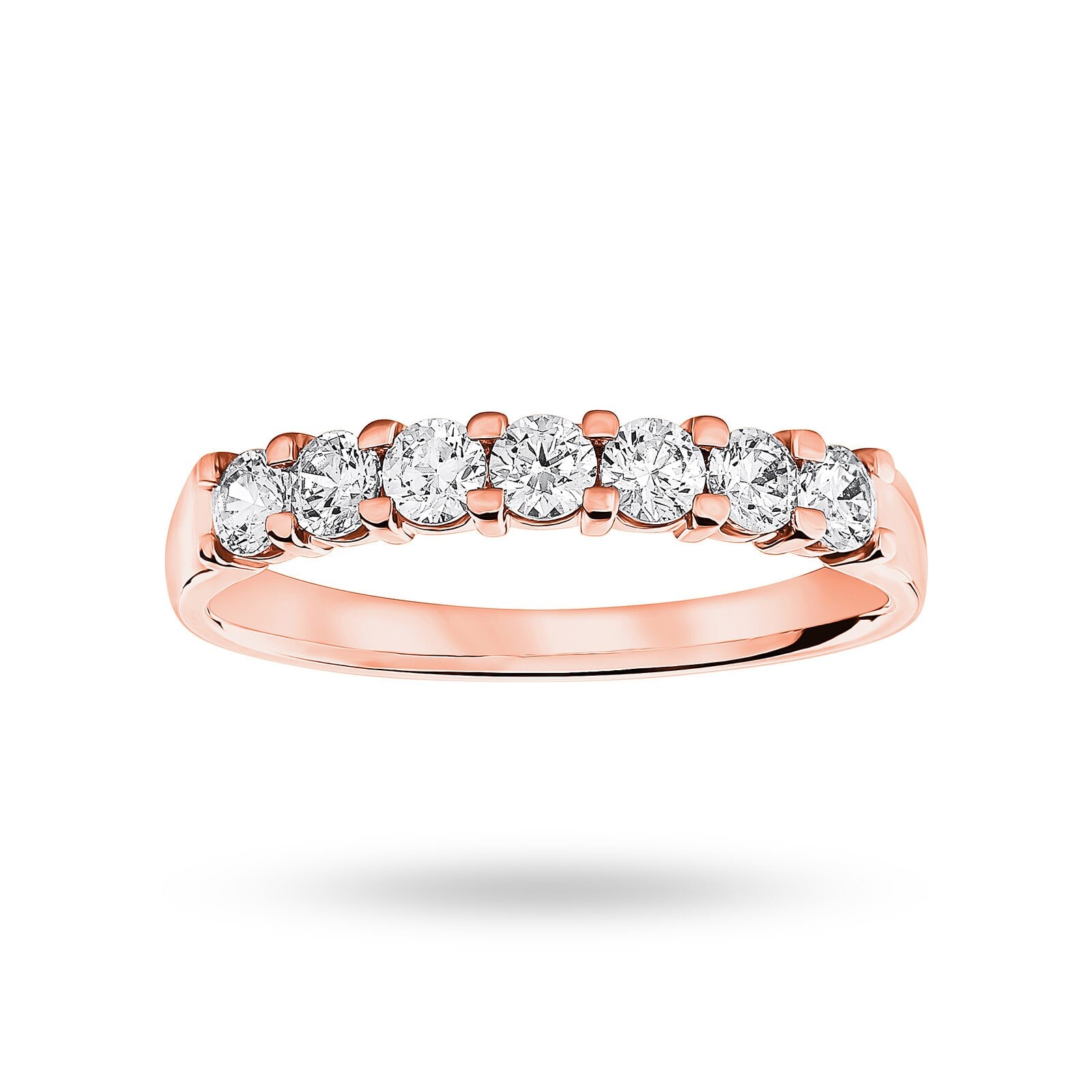 18ct Rose Gold 0.50cttw Round Brilliant Cut Diamond 7 Stone Claw Set Half Eternity Ring - Ring Size Z