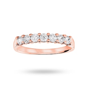 Mappin & Webb 18ct Rose Gold 0.50cttw Round Brilliant Cut Diamond 7 Stone Claw Set Half Eternity Ring
