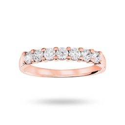 06507112 - 18ct Rose Gold 0.50cttw Round Brilliant Cut Diamond 7 Stone Claw Set Half Eternity Ring
