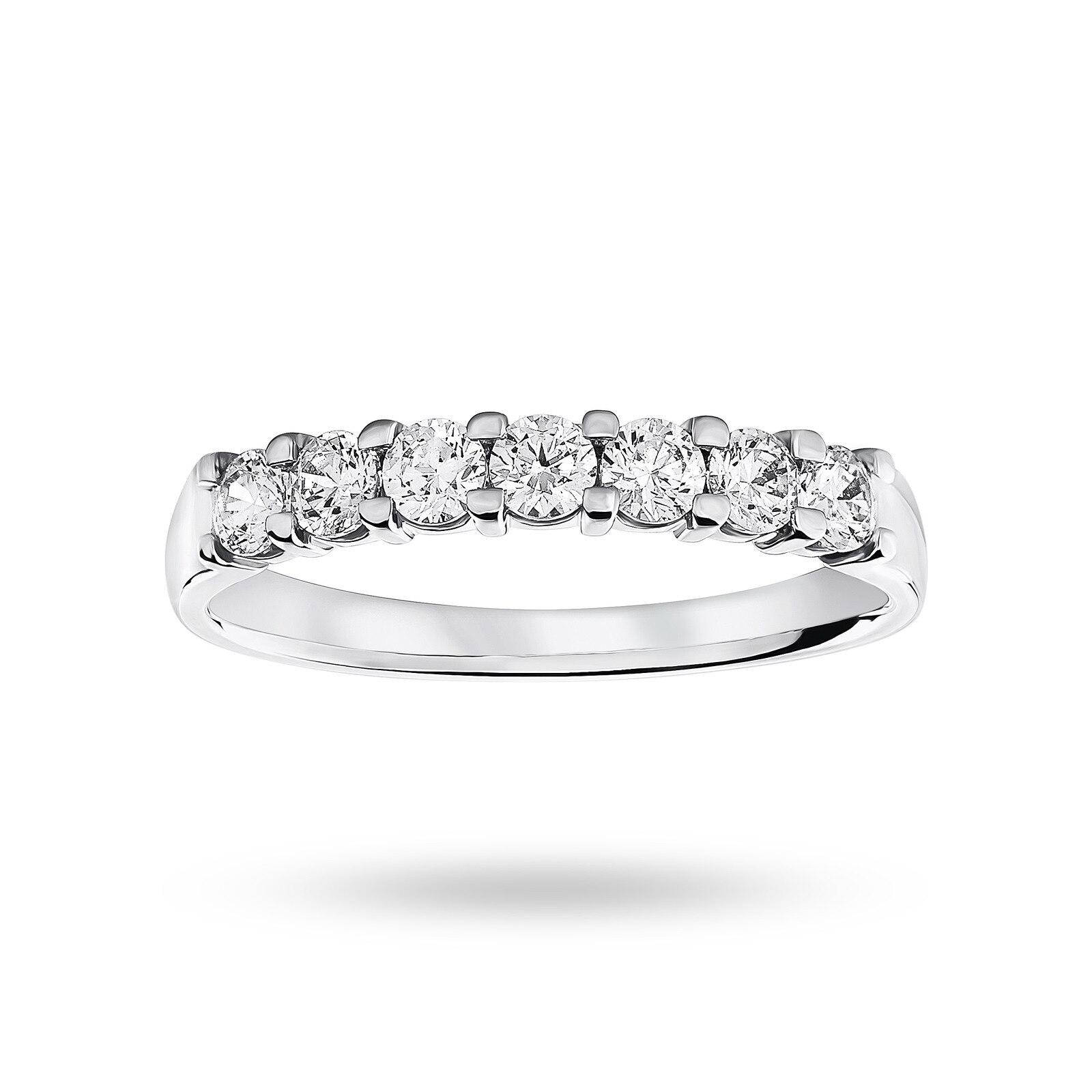 18ct White Gold 0.50cttw Round Brilliant Cut Diamond 7 Stone Claw Set Half Eternity Ring - Ring Size R