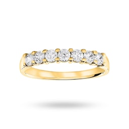 06507114 - 18ct Yellow Gold 0.50cttw Round Brilliant Cut Diamond 7 Stone Claw Set Half Eternity Ring