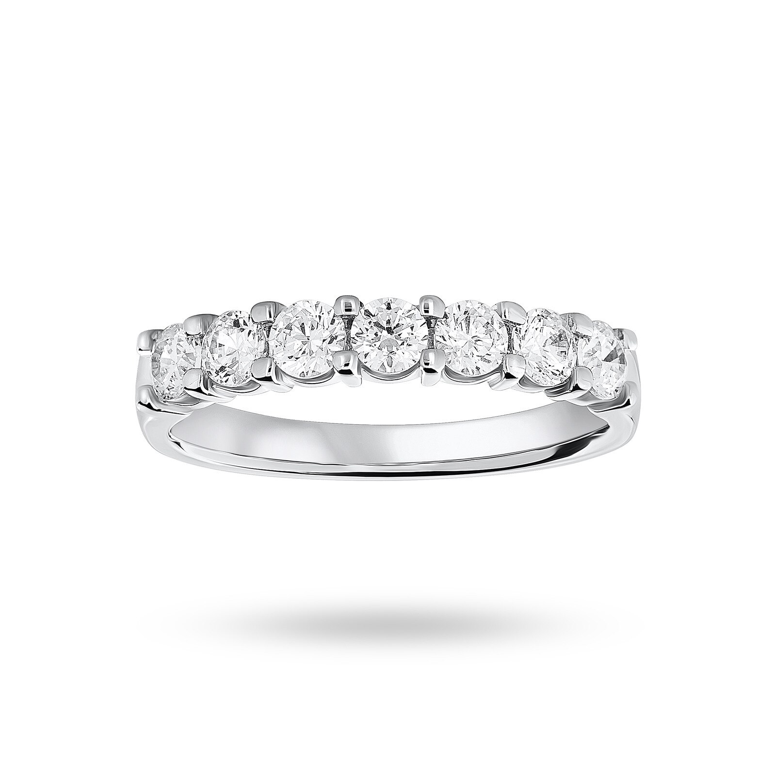 Platinum 0.75cttw Round Brilliant Cut Diamond 7 Stone Claw Set Half Eternity Ring - Ring Size Y