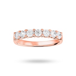 06507117 - 18ct Rose Gold 0.75cttw Round Brilliant Cut Diamond 7 Stone Claw Set Half Eternity Ring